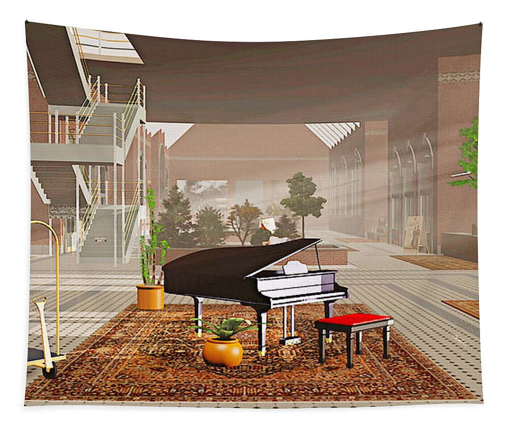 Piano Tapestry featuring the painting The Station by Peter J Sucy