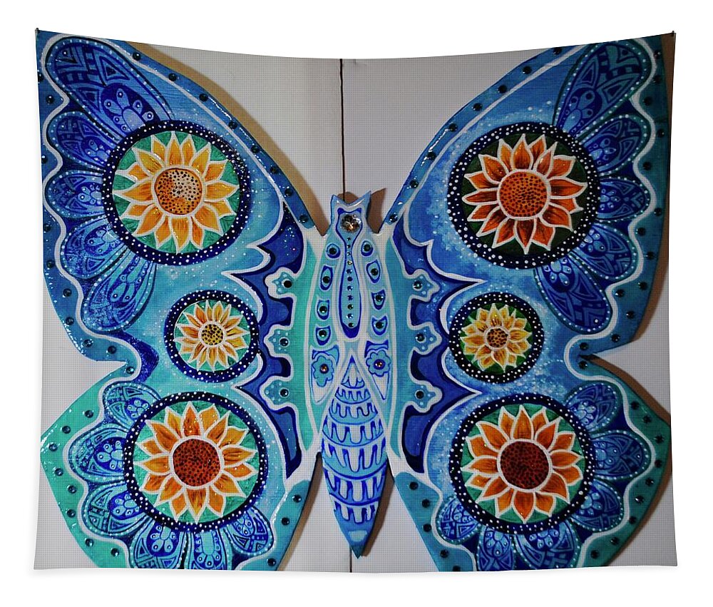 Art On Wood Tapestry featuring the painting The Summer Butterfly by Patricia Arroyo