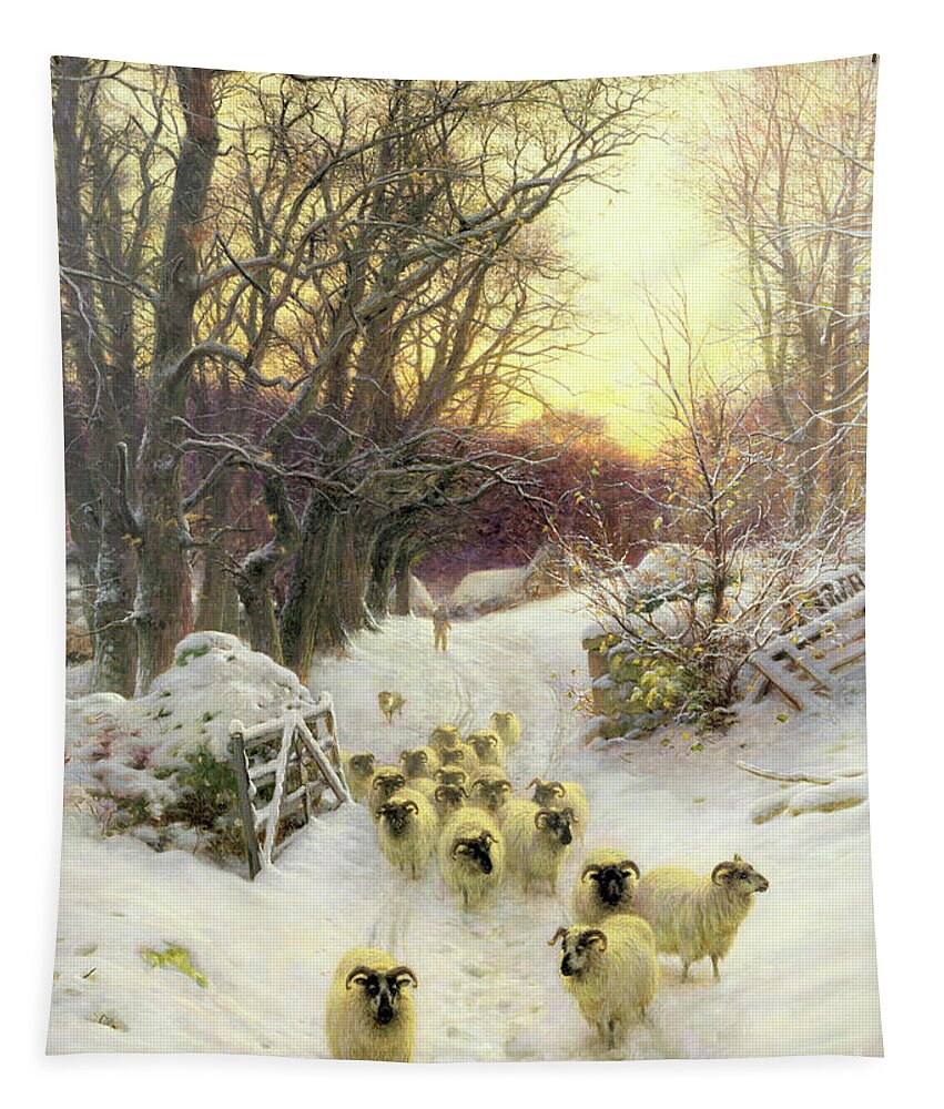 Sunset Tapestry featuring the painting The Sun Had Closed the Winter's Day by Joseph Farquharson