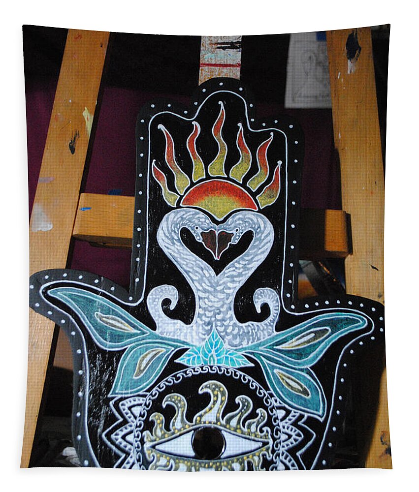 Hamsa Tapestry featuring the painting The Swan by Patricia Arroyo