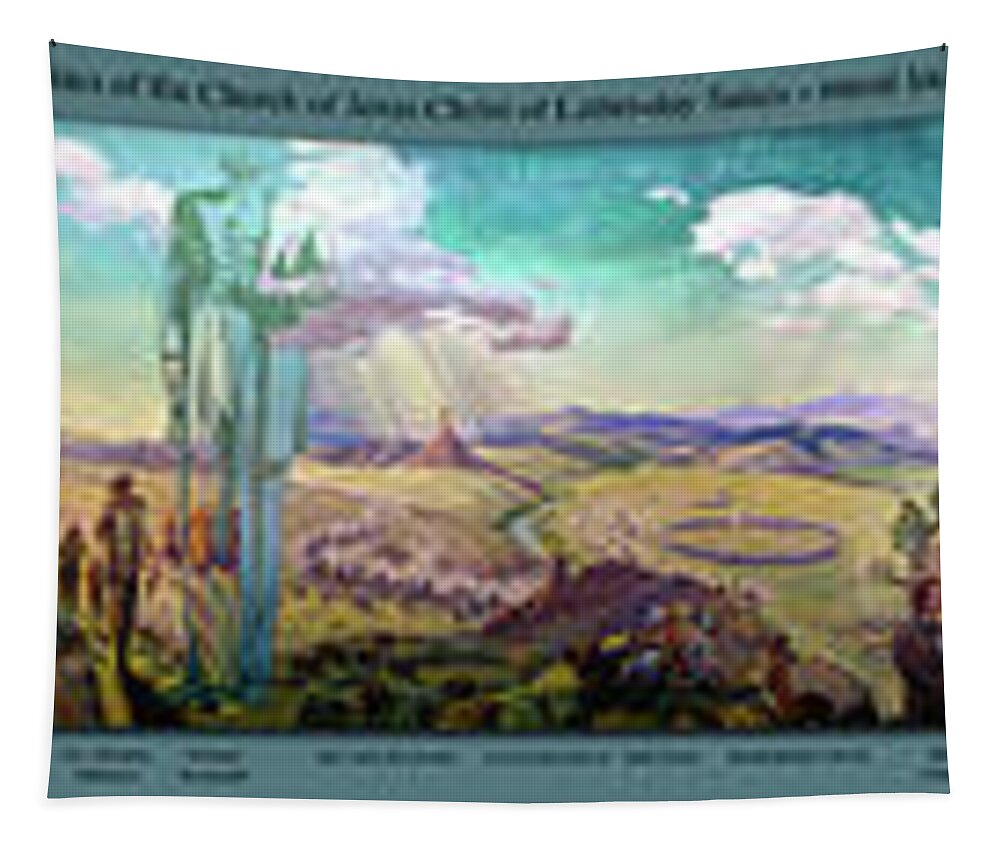 Mural Tapestry featuring the photograph The Trek West Latter Day Saints Panorama by Thomas Woolworth