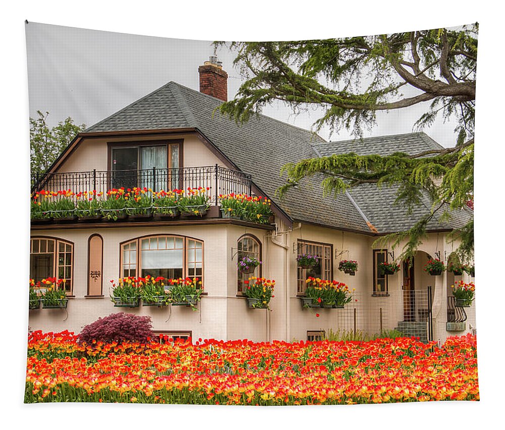Flower Tapestry featuring the photograph The Tulip House by Kristina Rinell