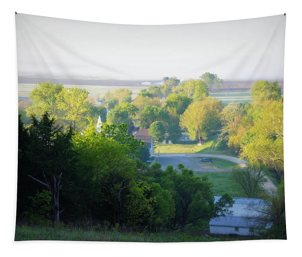 Hartsburg Tapestry featuring the photograph The View From the Hill by Cricket Hackmann