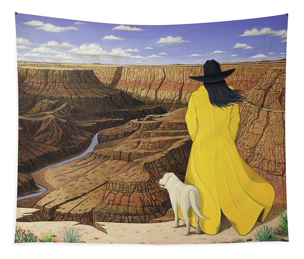 Grand Canyon Tapestry featuring the painting The View by Lance Headlee