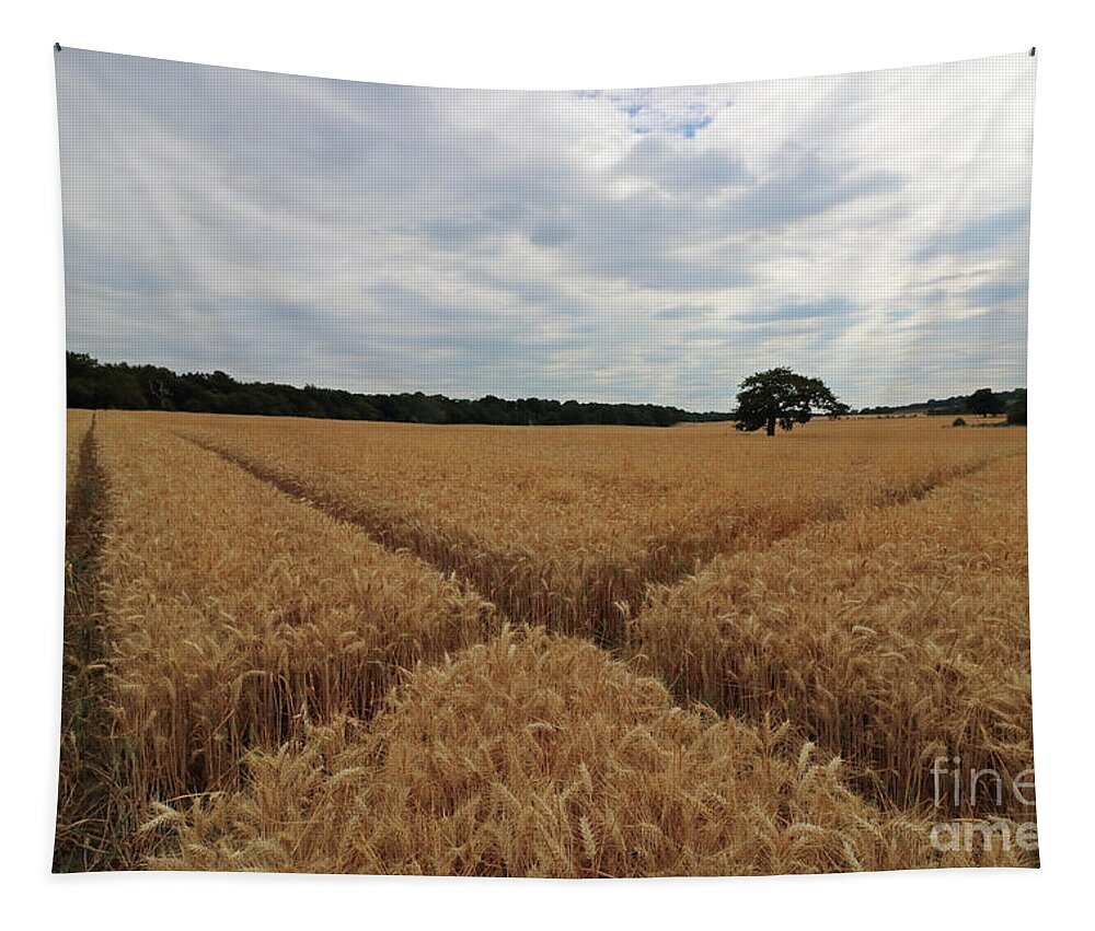 The Wheat Cross Overcast Skies Tapestry featuring the photograph The wheat cross by Julia Gavin