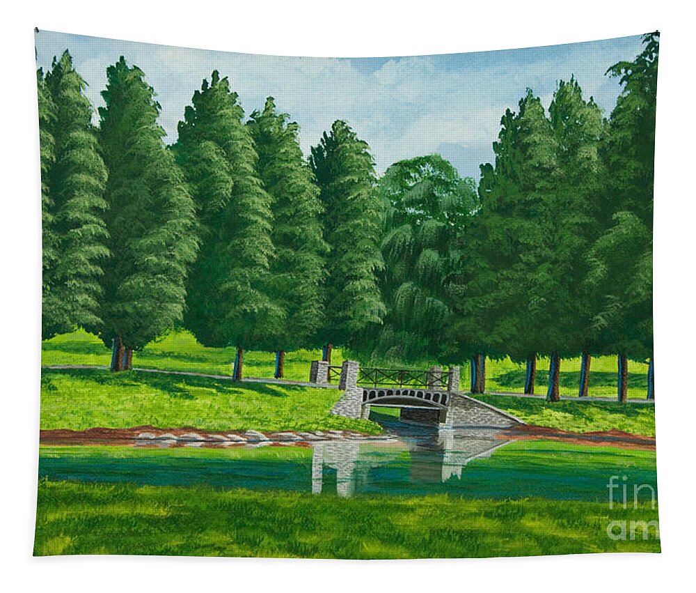 Colgate University Taylor Lake Tapestry featuring the painting The Willow Path by Charlotte Blanchard