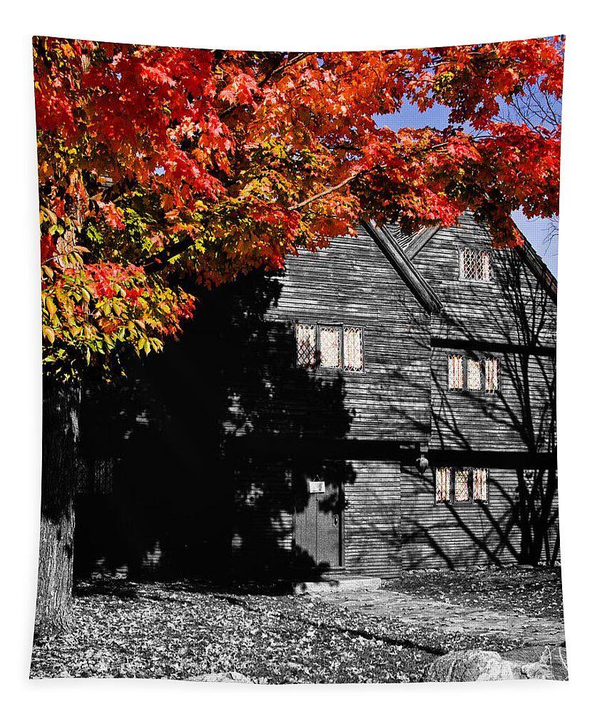 Salem Tapestry featuring the photograph The Witch house in autumn by Jeff Folger