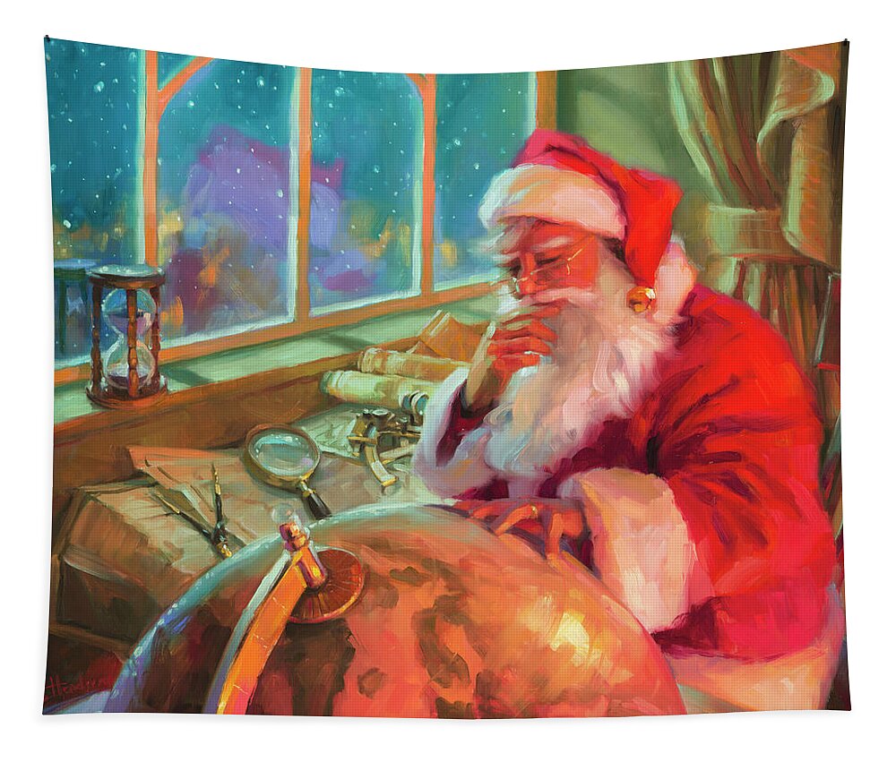 Christmas Tapestry featuring the painting The World Traveler by Steve Henderson