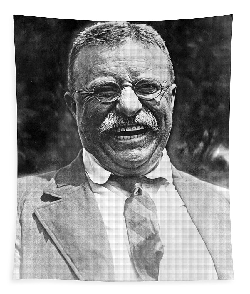 theodore Roosevelt Tapestry featuring the photograph Theodore Roosevelt laughing by International Images