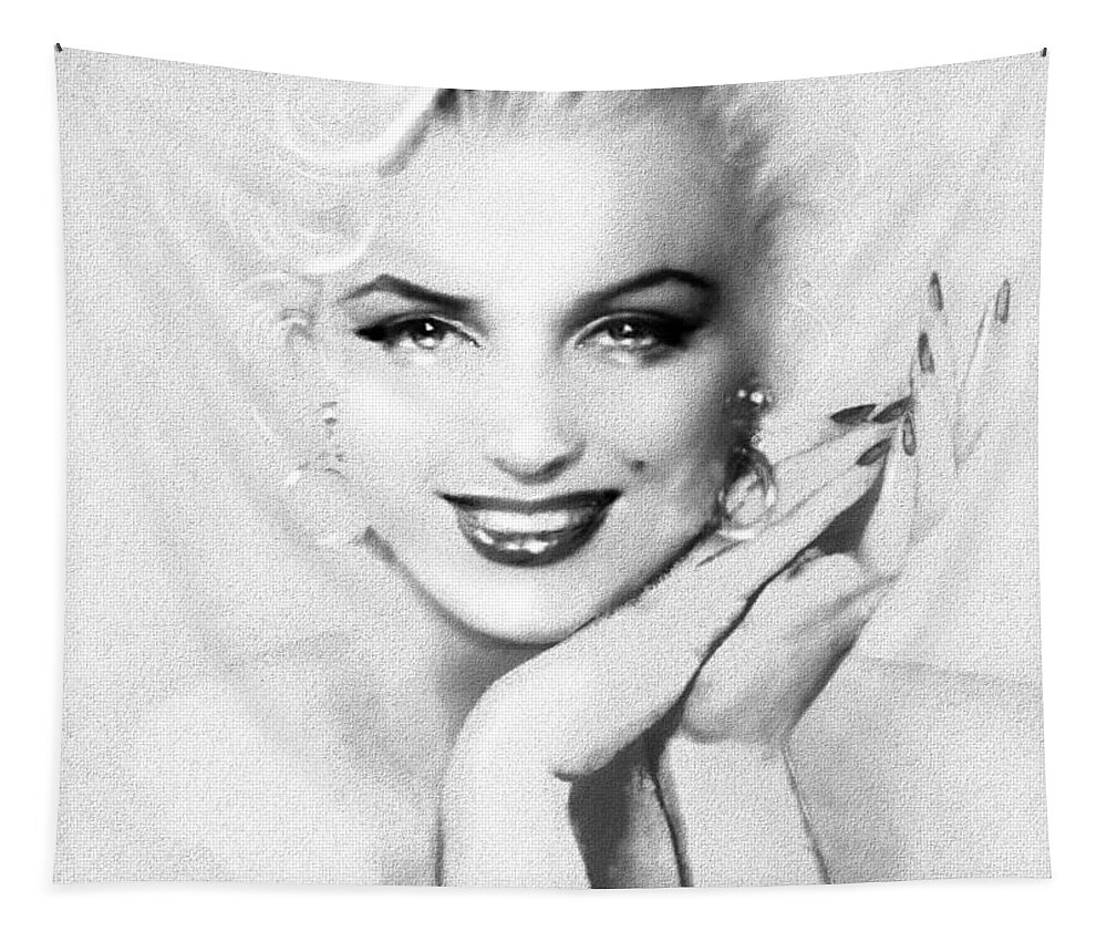 Marilyn Tapestry featuring the painting Theo's Marilyn 133 bw by Theo Danella