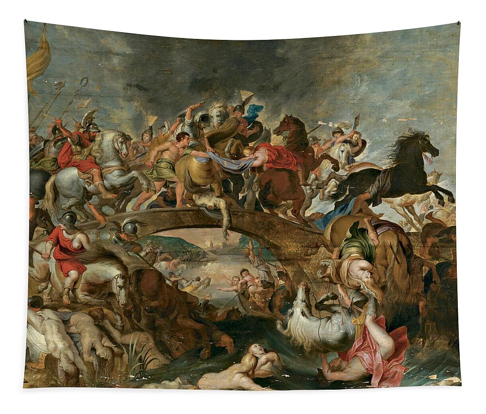After Peter Paul Rubens Tapestry featuring the painting Theseus leading the Athenian Soldiers against the Amazons by After Peter Paul Rubens