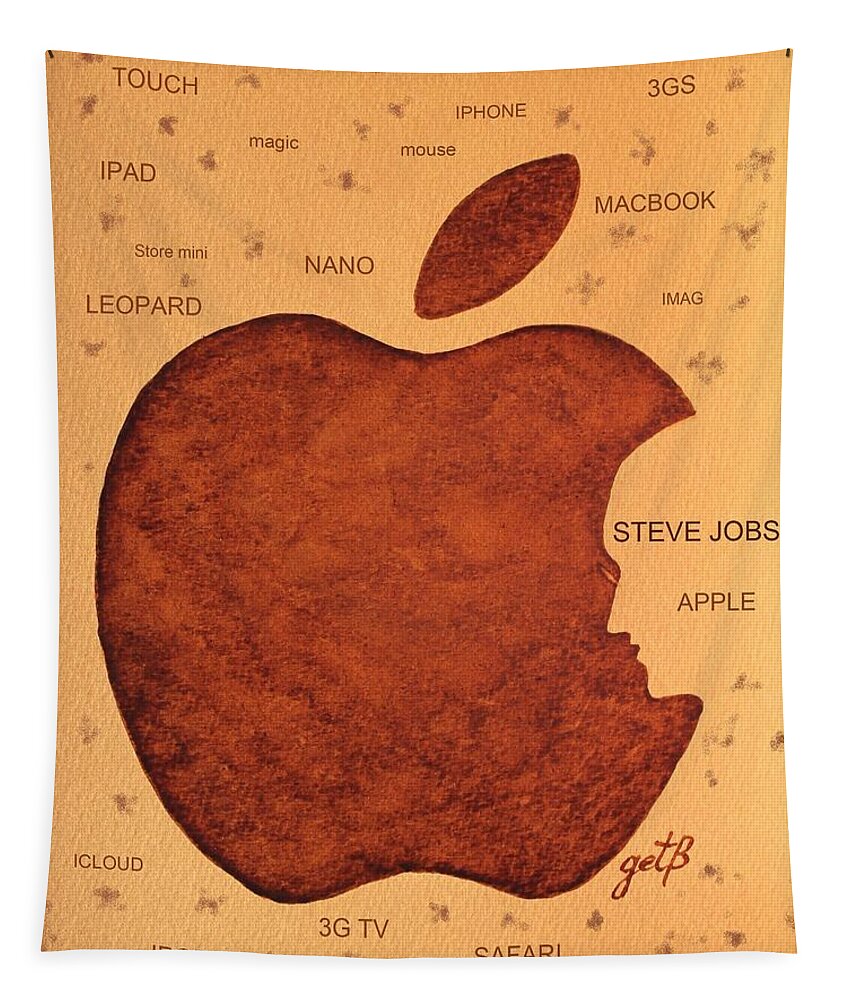 Steve Jobs Tribut Tapestry featuring the painting Think Different Steve Jobs by Georgeta Blanaru