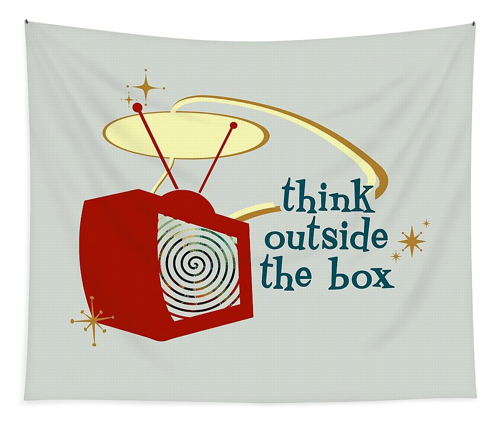 Think Outside The Box Tapestry featuring the digital art Think Outside the Box by Heather Applegate