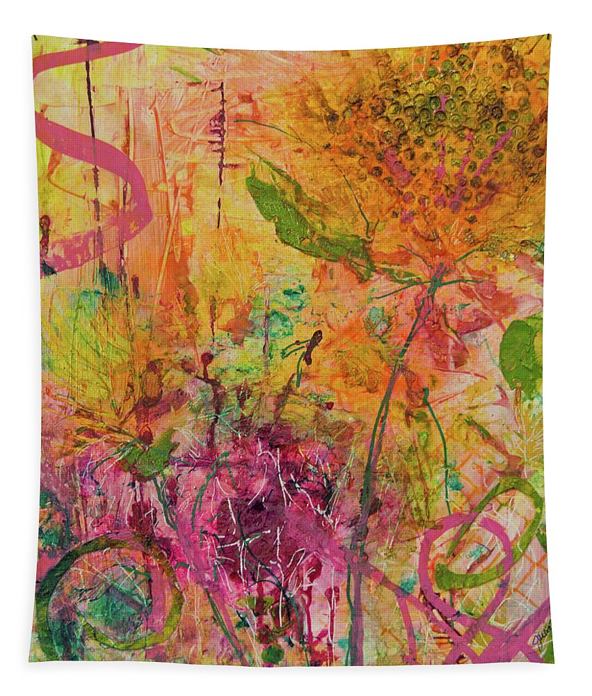 Mixed Media Tapestry featuring the mixed media Think Pink by Julia Malakoff