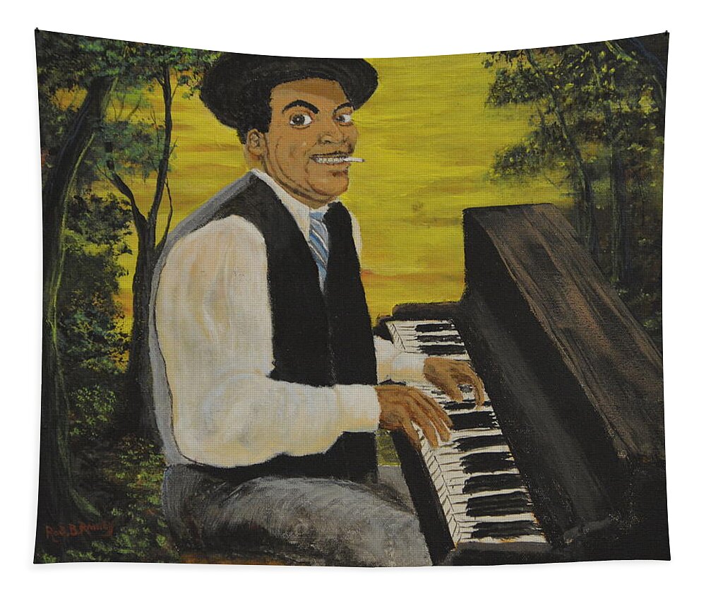 Fats Waller Tapestry featuring the painting Thomas Fats Waller by Rod B Rainey