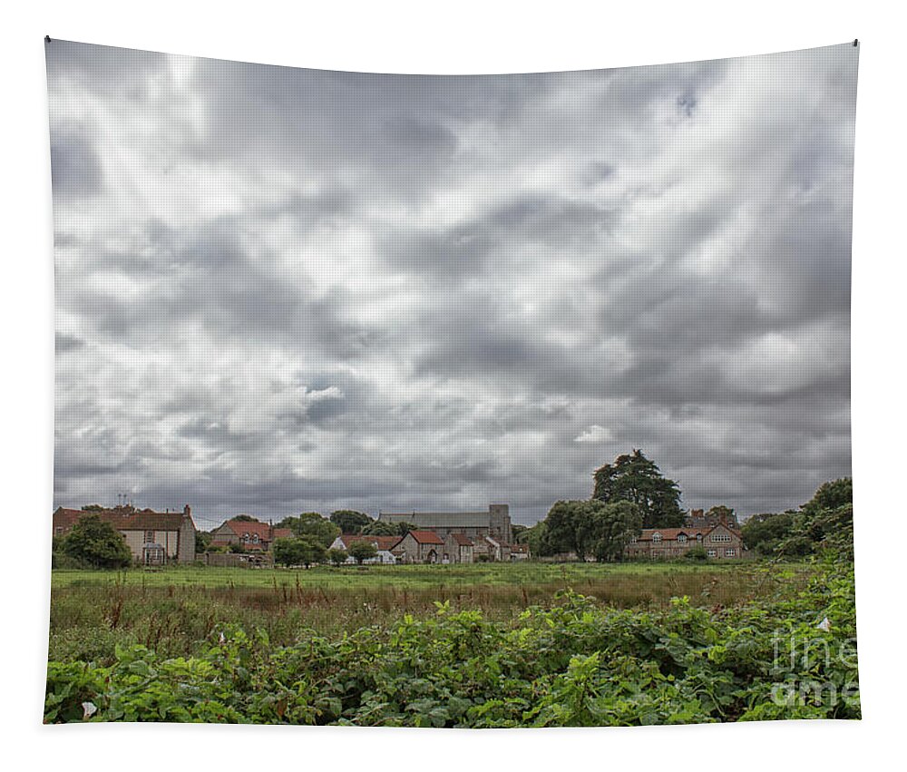 Thornham Tapestry featuring the photograph Thornham village under a leaden sky by John Edwards