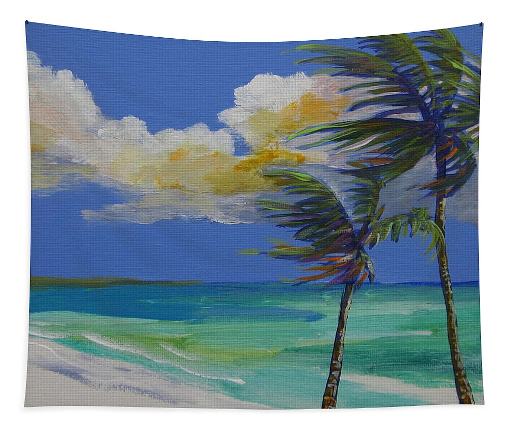 Palm Tapestry featuring the painting Thoughs of Delray III by Anne Marie Brown