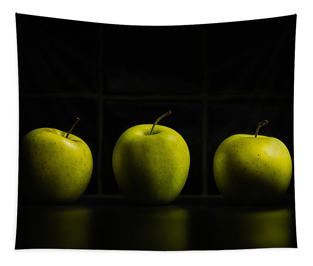 Apple Tapestry featuring the photograph Three Apples by Nigel R Bell