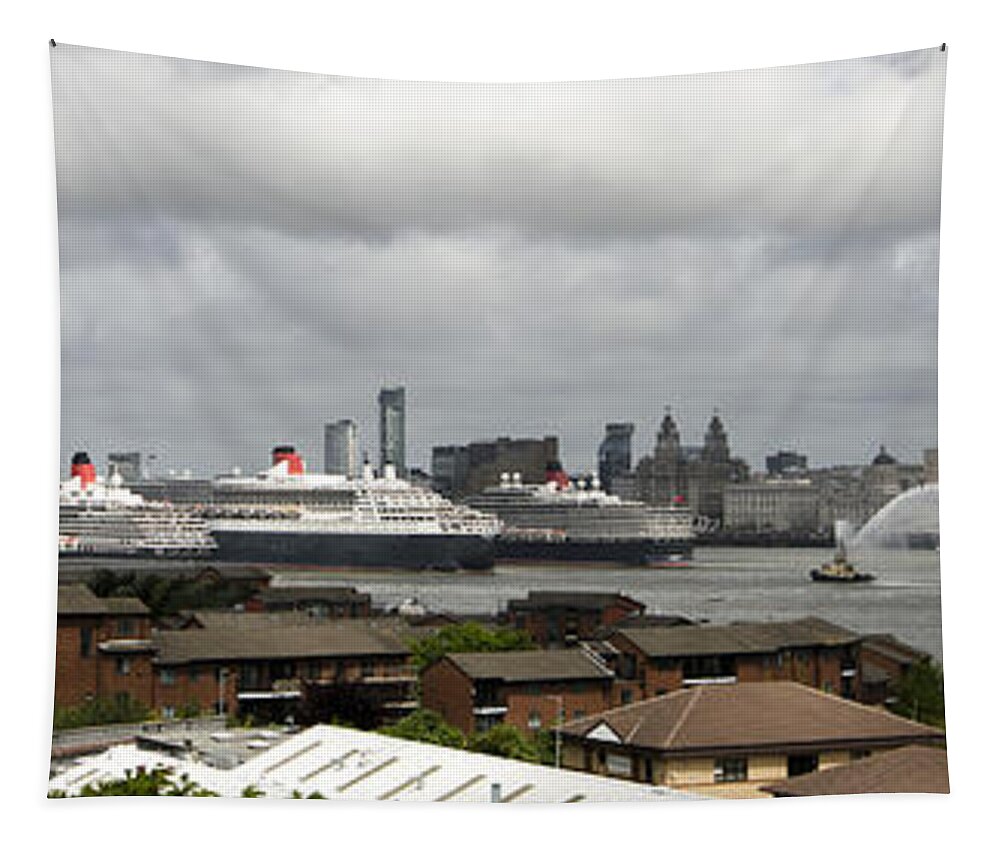 Cunard Tapestry featuring the photograph Three Queens on the Mersey by Spikey Mouse Photography