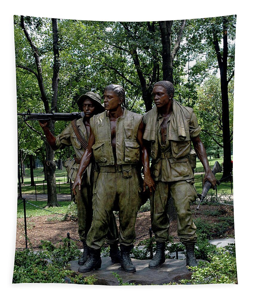 Usa Tapestry featuring the photograph Three Servicemen by LeeAnn McLaneGoetz McLaneGoetzStudioLLCcom