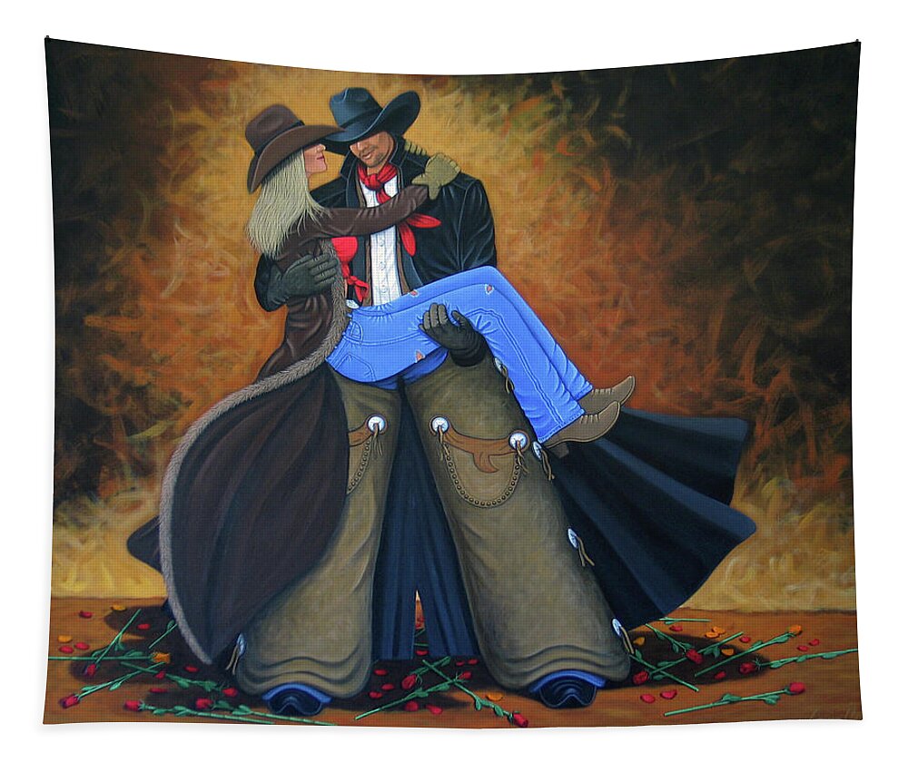  Cowgirl Tapestry featuring the painting Threshold by Lance Headlee