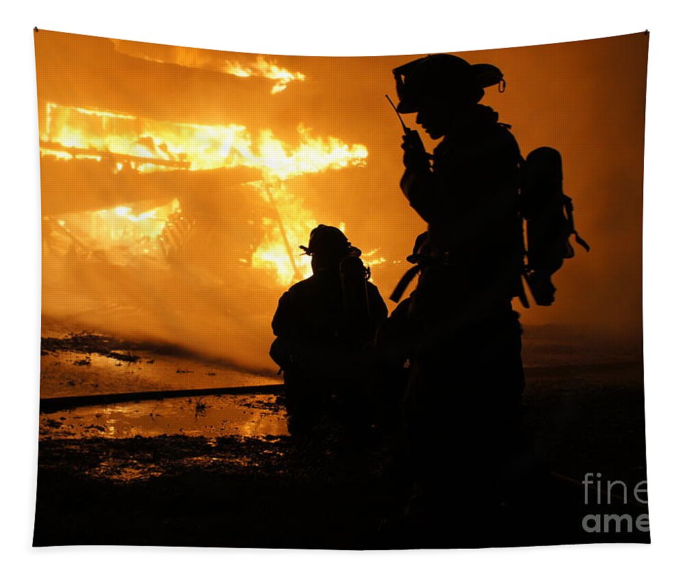 Fireman Tapestry featuring the photograph Through the Flames by Benanne Stiens