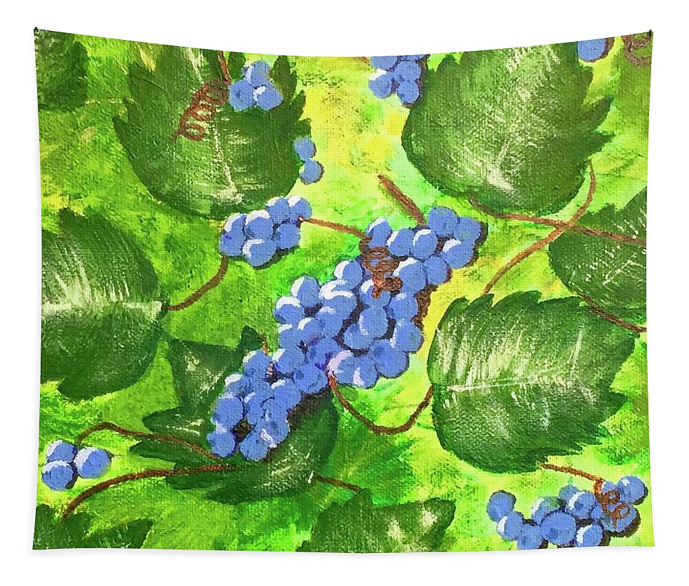 Grapes Tapestry featuring the painting Through the Vines by Cynthia Morgan