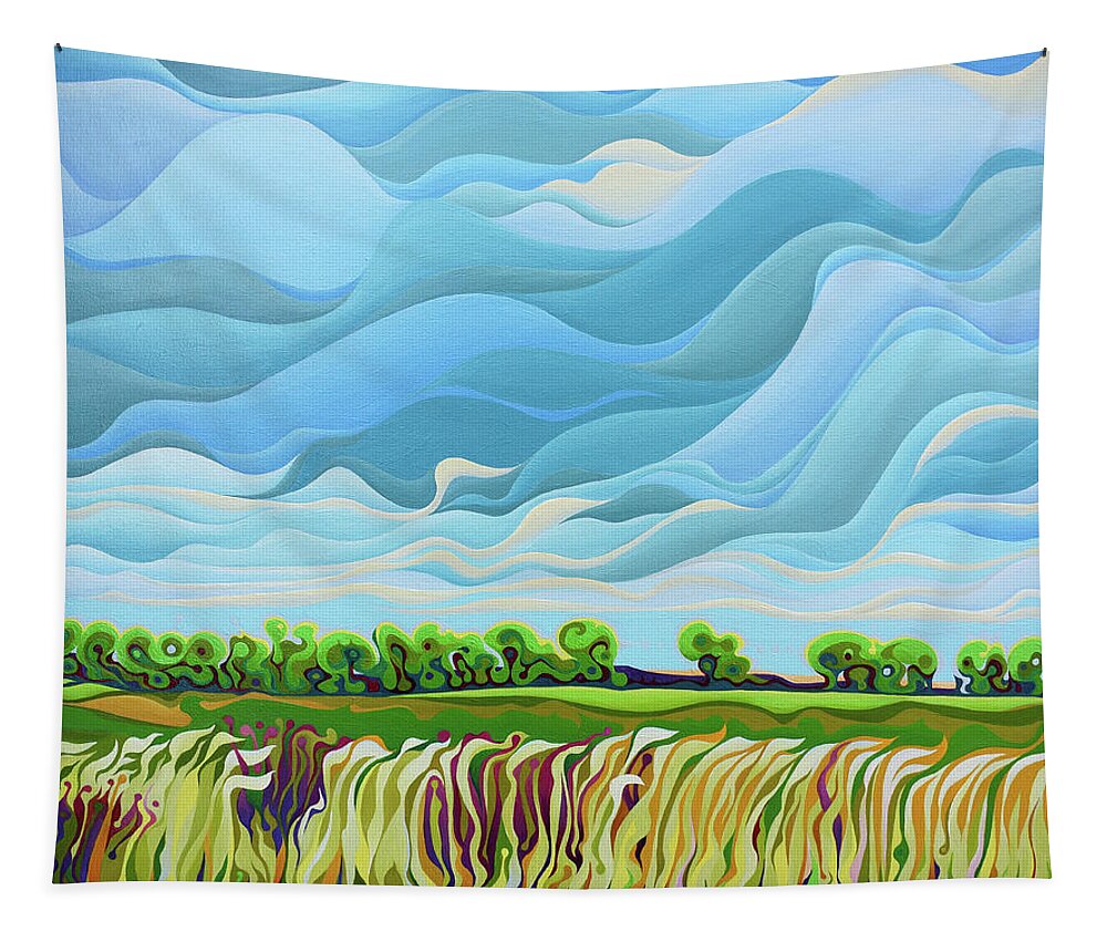 Landscape Tapestry featuring the painting Thunder Sky by Amy Ferrari