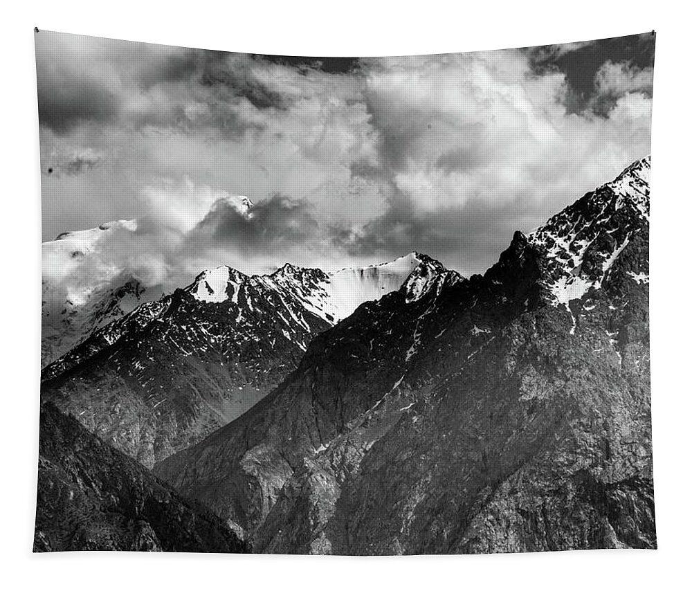 Black White Tapestry featuring the photograph Tian Shan by Robert Grac