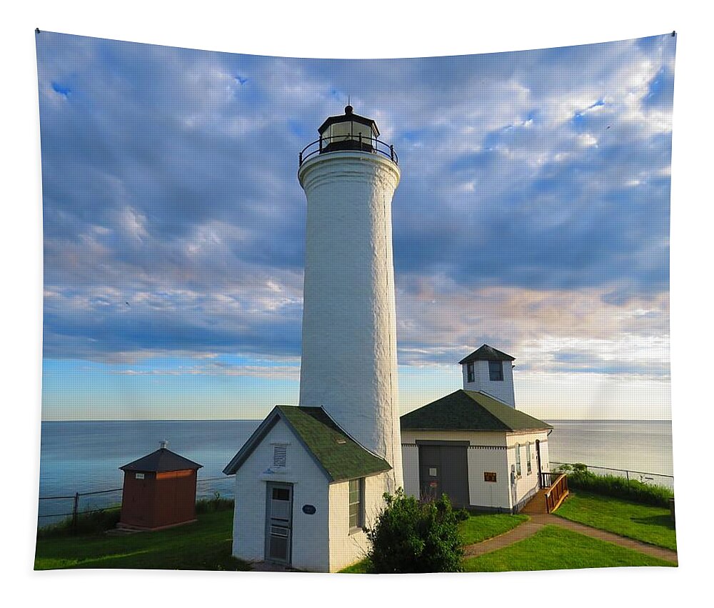 Tibbetts Point Lighthouse Tapestry featuring the photograph Tibbetts Point Lighthouse in June by Dennis McCarthy