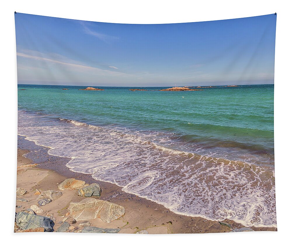 Tide Change At Minot Beach In Scituate Massachusetts Tapestry featuring the photograph Tide Change at Minot Beach in Scituate Massachusetts by Brian MacLean