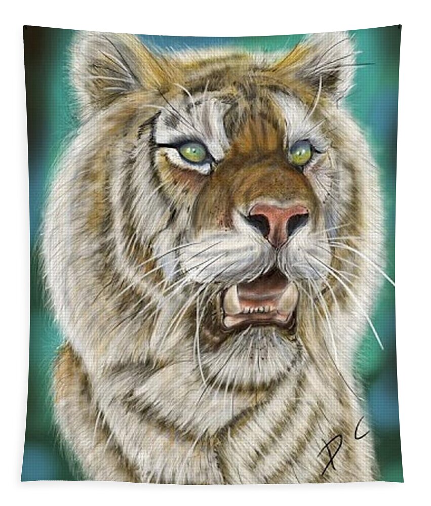 Tiger Tapestry featuring the digital art Tiger by Darren Cannell