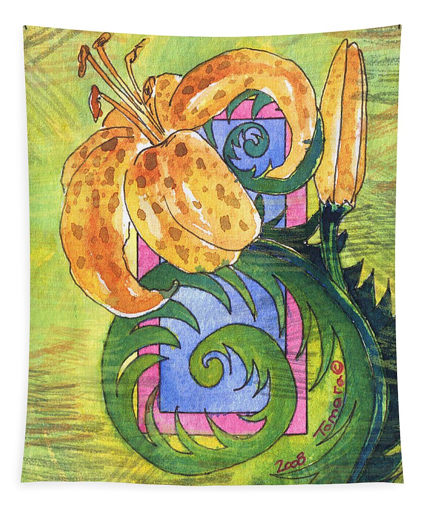 Tamara Kulish Tapestry featuring the painting Tiger Lilly by Tamara Kulish