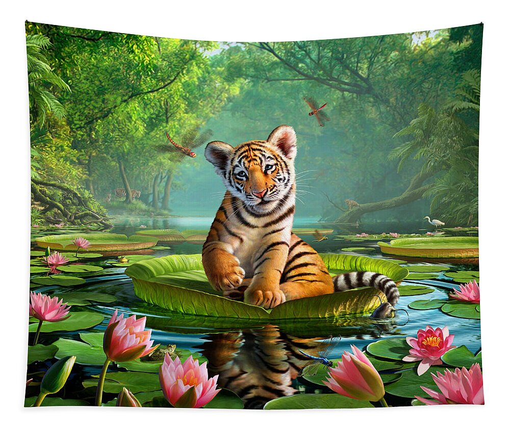 #faatoppicks Tapestry featuring the digital art Tiger Lily 1 by Jerry LoFaro