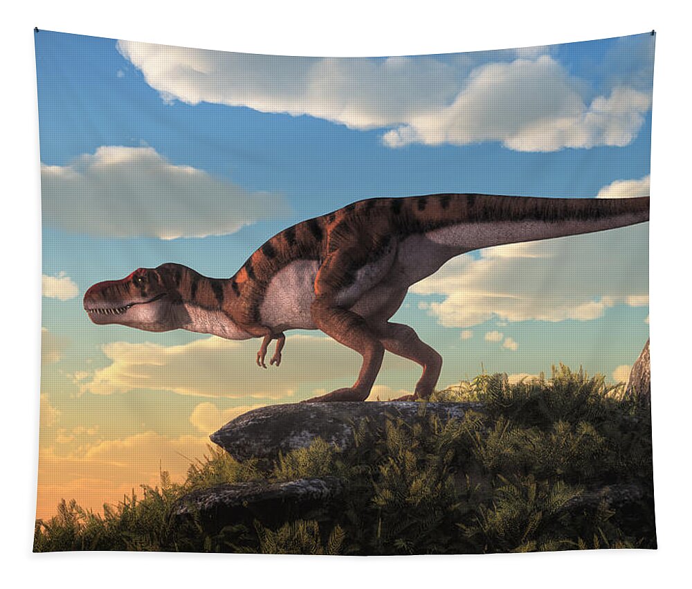 Tigersaurus Tapestry featuring the digital art Tigersaurus Rex by Daniel Eskridge