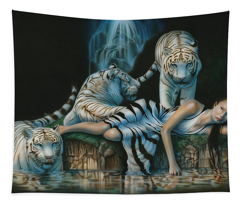  Tapestry featuring the painting Tigress by Wayne Pruse