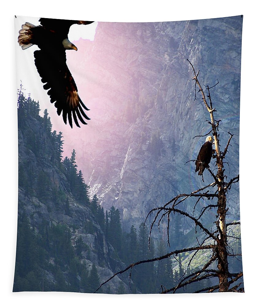 Eagles Tapestry featuring the digital art Till Death Do Us part by Bill Stephens