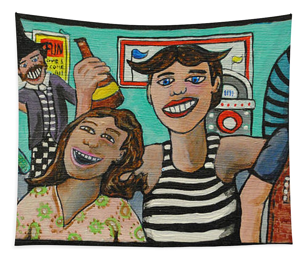 Palace Amusements Tapestry featuring the painting Tillies 21st birthday bash by Patricia Arroyo