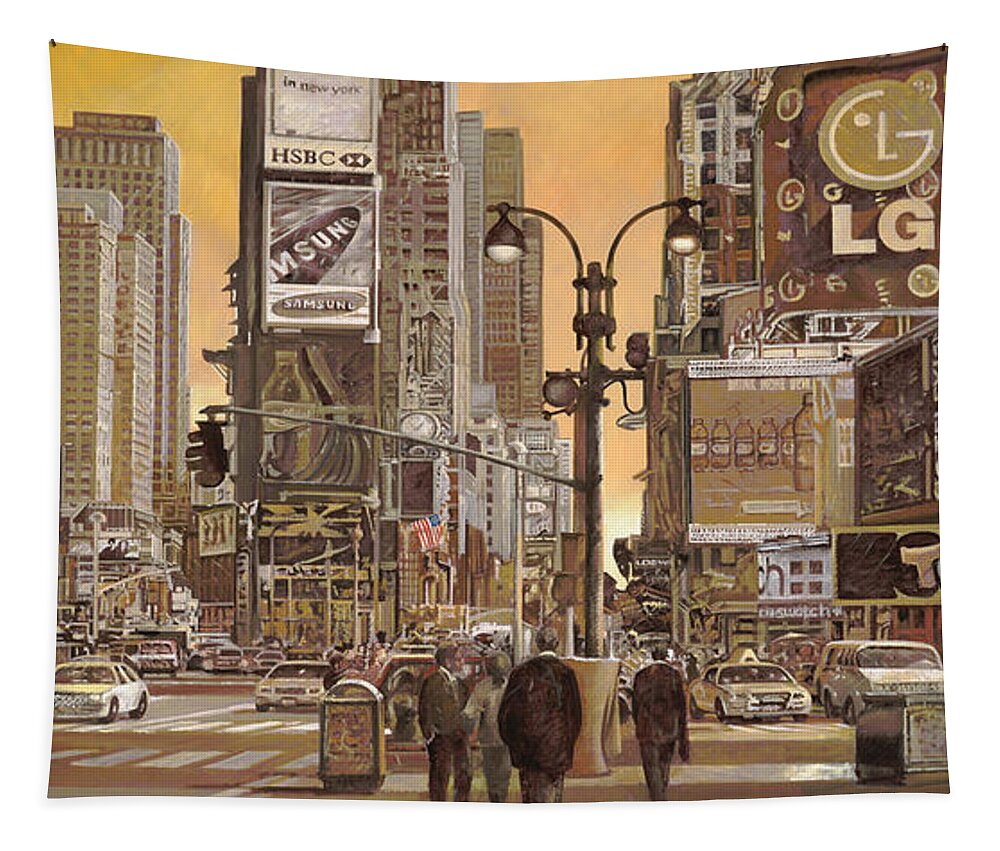 New York Tapestry featuring the painting Times Square by Guido Borelli