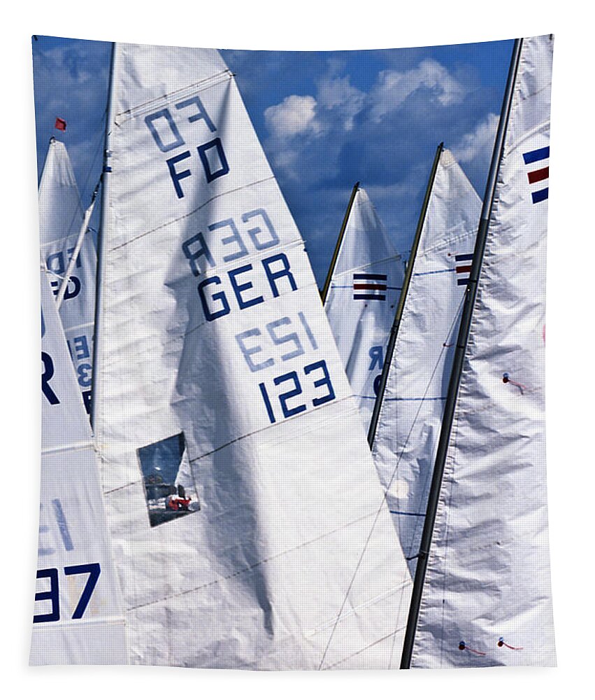 Sailboat Tapestry featuring the photograph To Sea - To Sea by Heiko Koehrer-Wagner