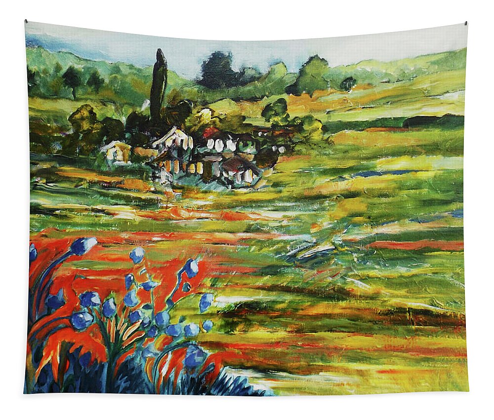 Landscape Tapestry featuring the painting To the Country Born by Gloria Dietz-Kiebron