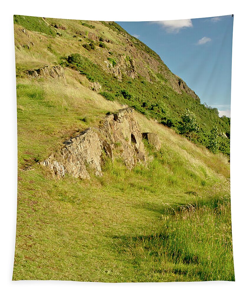 Edinburgh Tapestry featuring the photograph To the top of Arthur's seat. by Elena Perelman