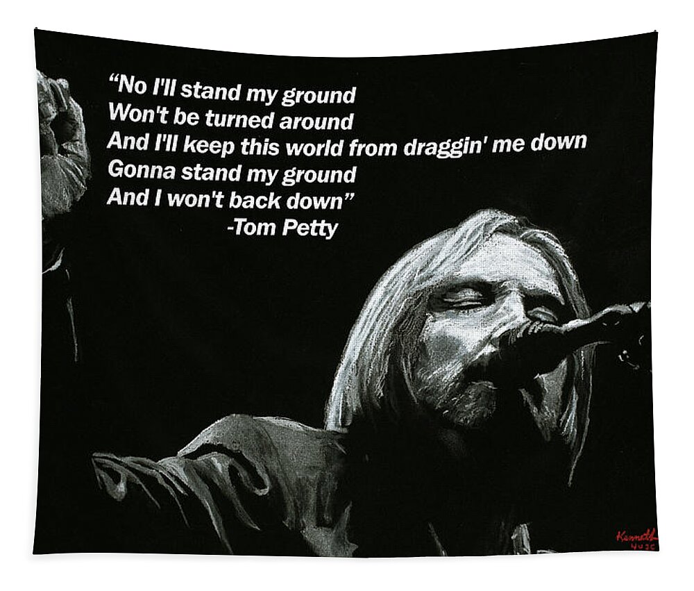 Tom Petty Tapestry featuring the drawing Tom Petty by Kenneth Williams