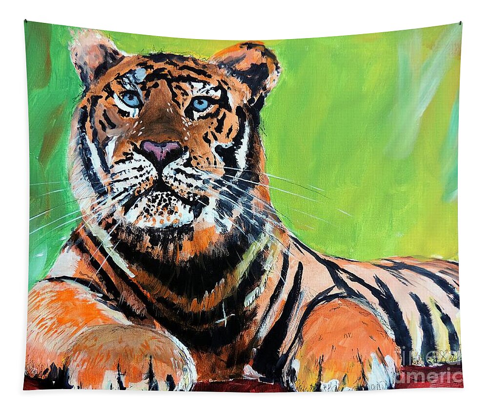 Wild Tapestry featuring the painting Tom Tiger by Tom Riggs