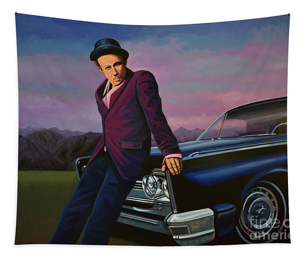 Tom Waits Tapestry featuring the painting Tom Waits by Paul Meijering