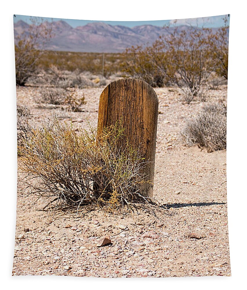 Rhyolite Tapestry featuring the photograph Tombstone at Bullfrog Rhyolite Cemetery by Kristia Adams