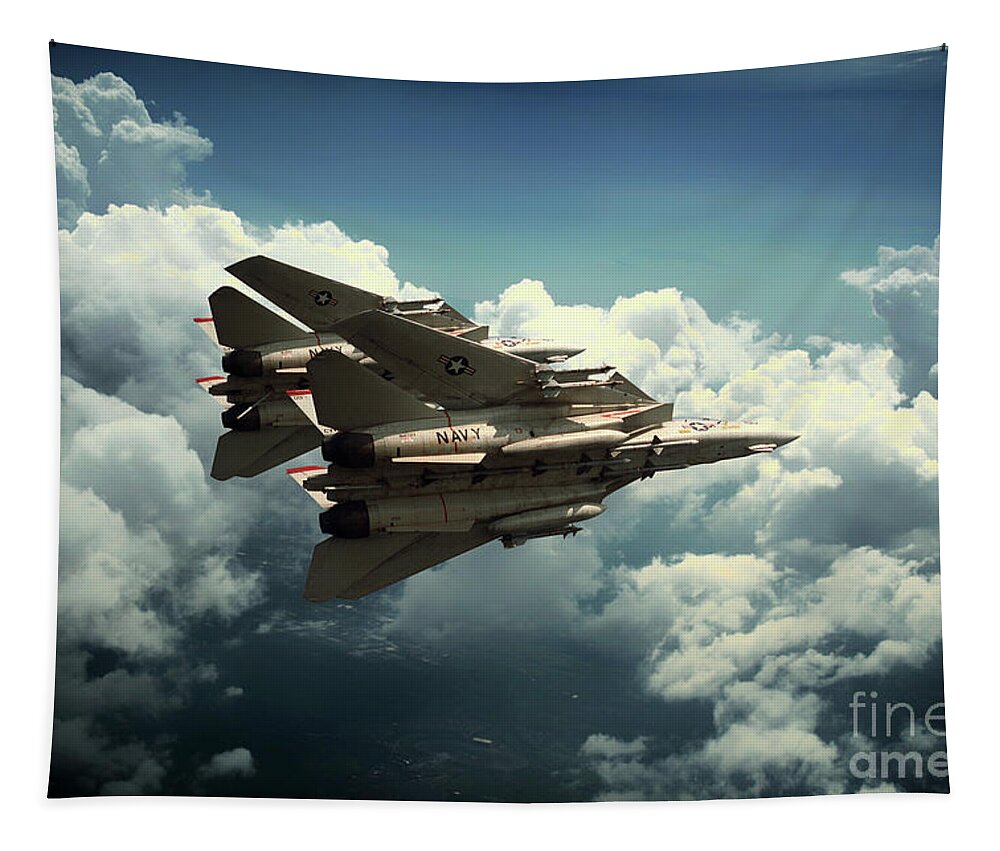 F14 Tapestry featuring the digital art Tomcat Prowlers by Airpower Art