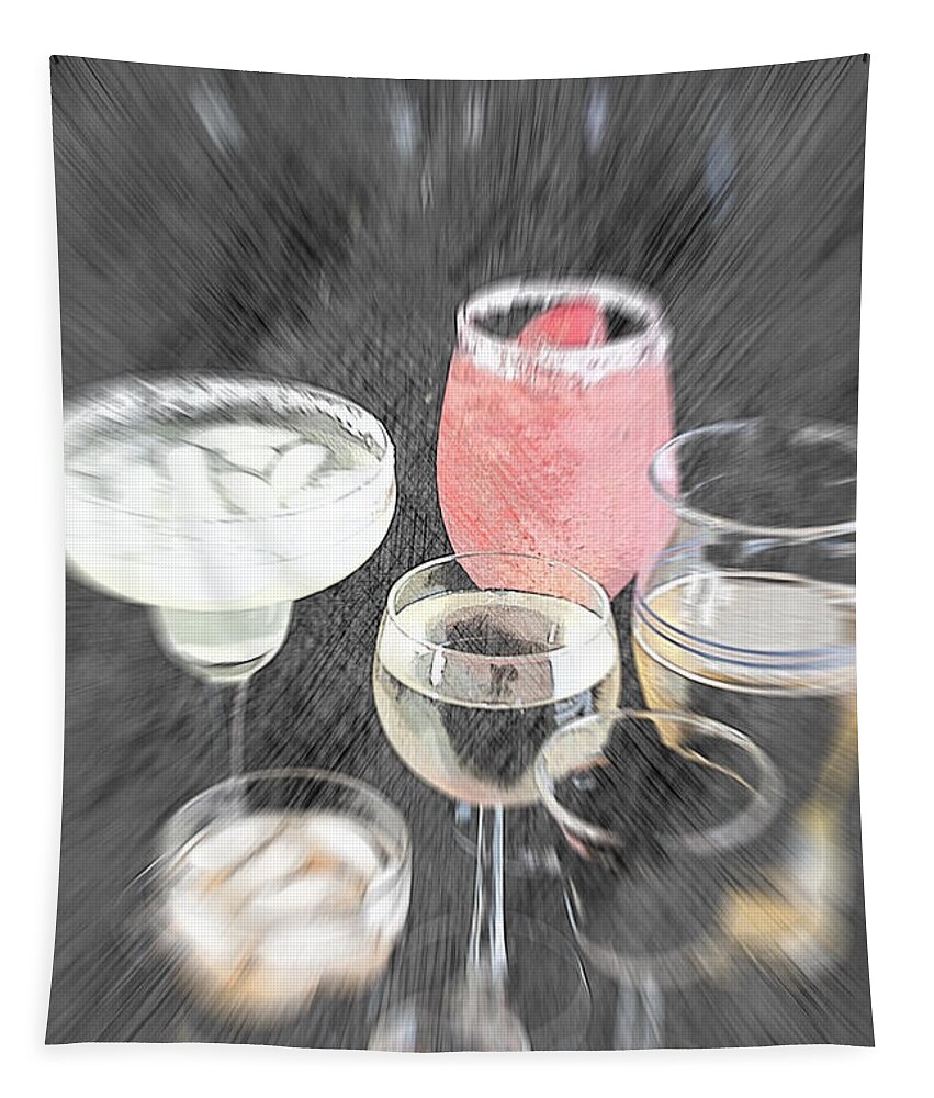 Alcohol Tapestry featuring the mixed media Too Many to Drive by Sherry Hallemeier
