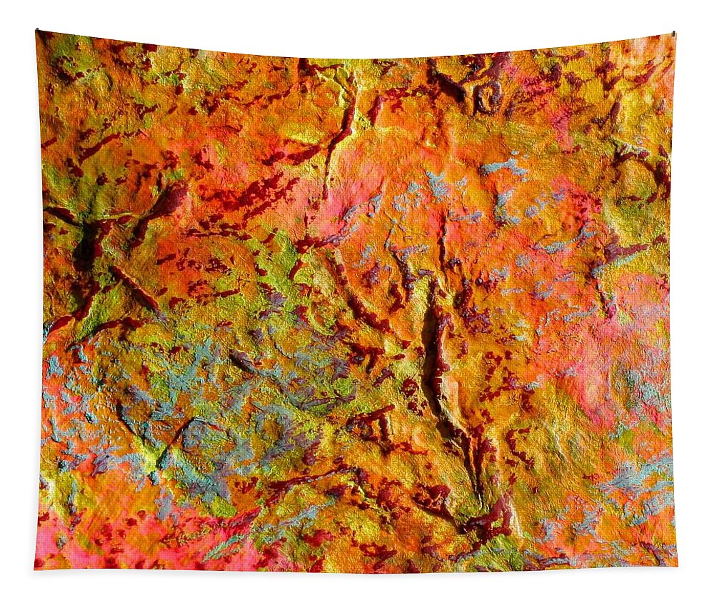 Tapestry featuring the painting Topographical Map Color Poem by Polly Castor