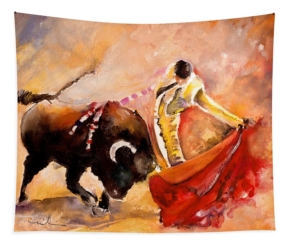Animals Tapestry featuring the painting Toro Acuarela by Miki De Goodaboom